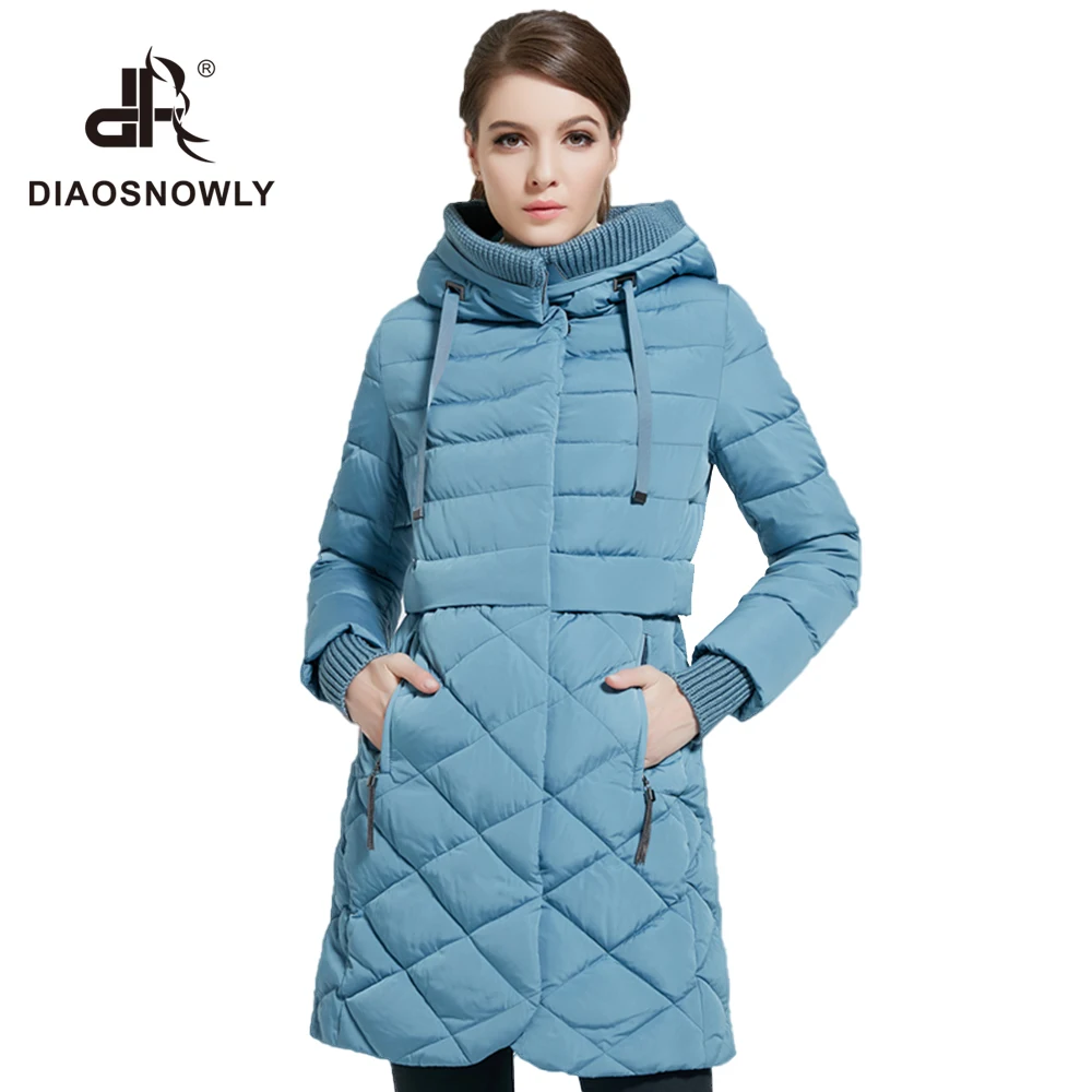 Женская куртка Diaosnowly 2020 длинное теплое зимнее женское пальто модная женская