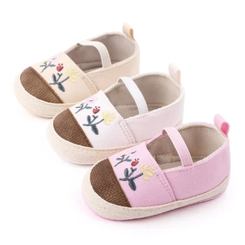 

Baby Girl Shoes Breathable Embroidery Flower Print Anti-Slip Casual Sneakers Toddler Soft Soled Walking Shoes