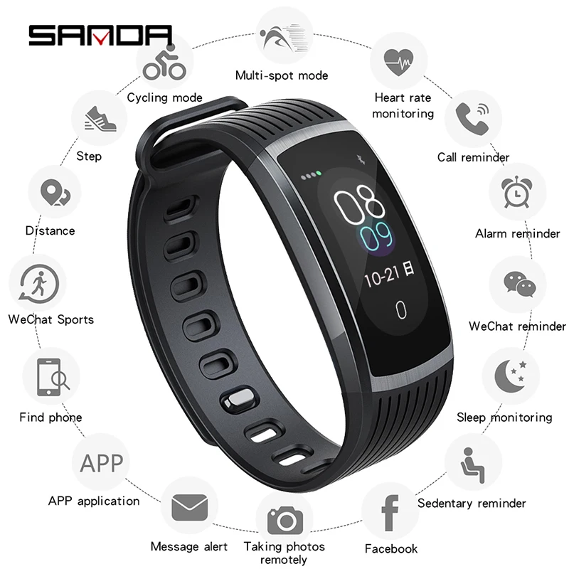 BEST QUALITY  SANDA A18 Smart Watch Outdoor Sports Men Women Couple Digital Watch Heart Rate Monitor Reminder Exe