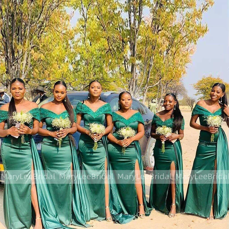 Emerald Green Shiny Satin Bridesmaid ...