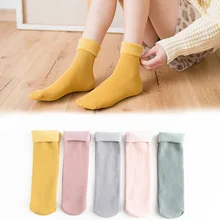 Skarpetki calcetines mujer; зимние носки-тапочки для девочек; утолщенная шерсть; теплая шерсть; плотные теплые дышащие эластичные модные носки для женщин
