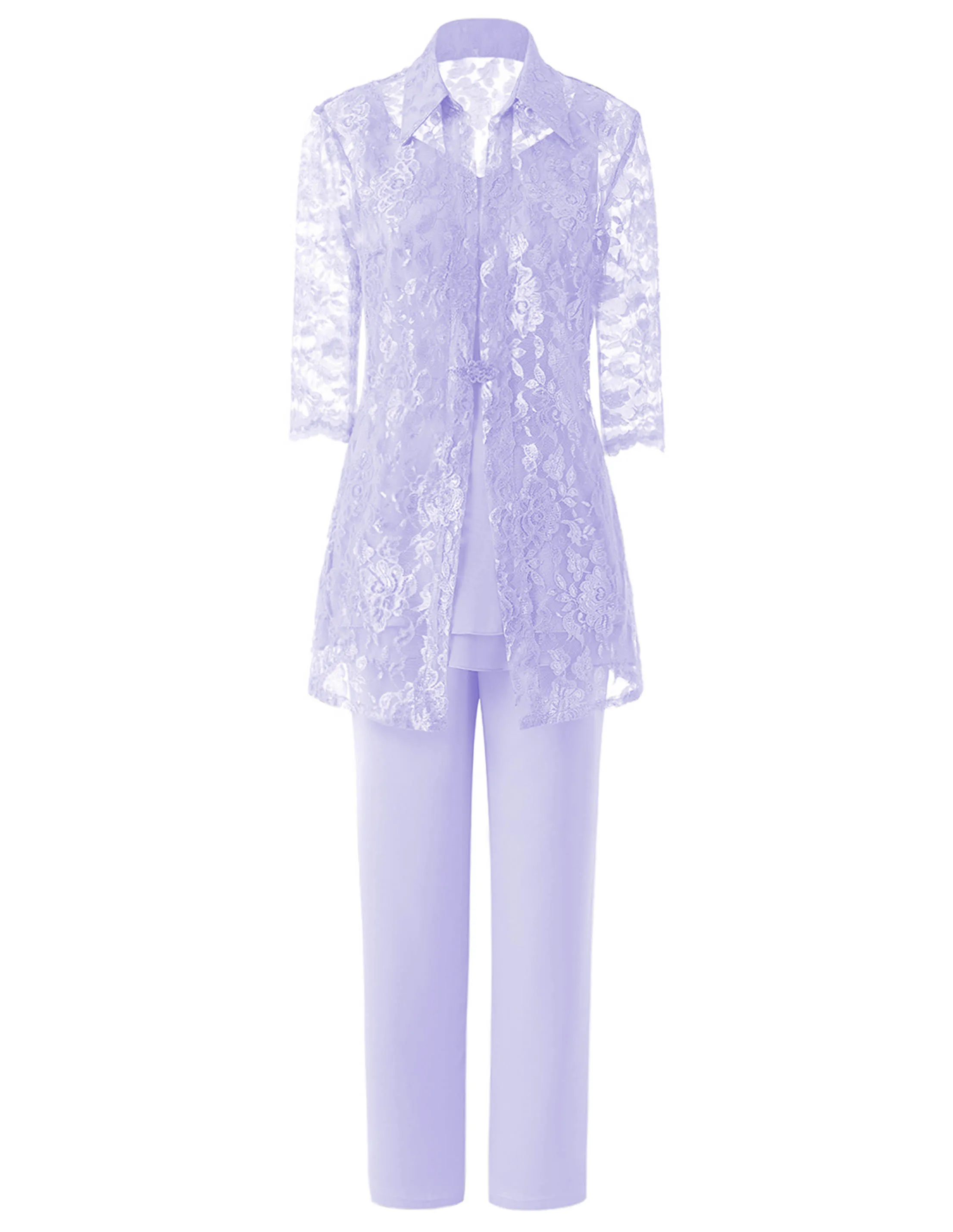 Lavender SOLOVEDRESS/комплект из 3 предметов, платье для матери невесты, штаны, костюм с кружевной иллюзионной курткой, наряд для Свадебный вечерний для жениха, SL-M21 - Цвет: Lavender