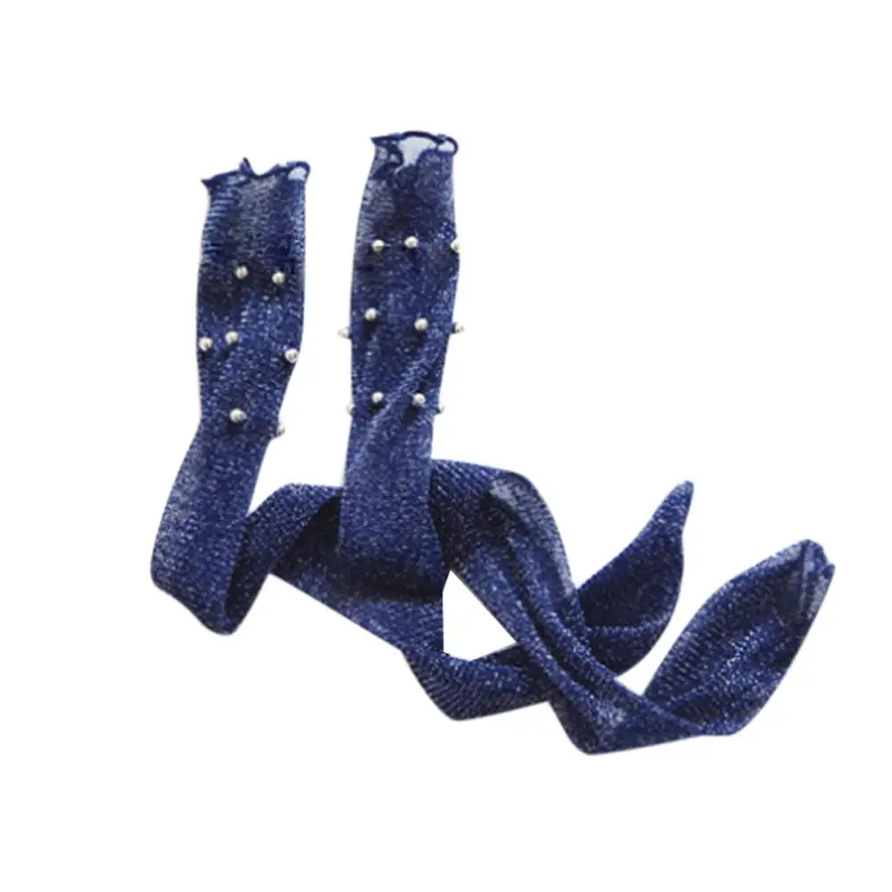 Navy Blue Модные женские блестящие сетчатые серебряные носки с бусинами блестящие мягкие носки прозрачные эластичные Чулочные изделия JS26 - Цвет: Navy Blue
