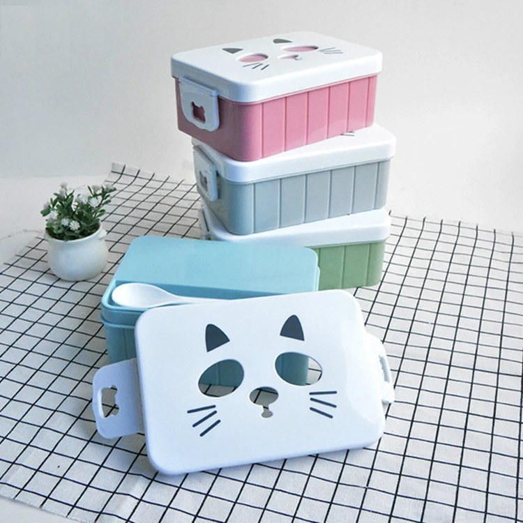 

Lunch Box Plastic Cartoon Children Student Microwave Bento Picnic Containers Sealed Dinnerware Portable Camping Travel