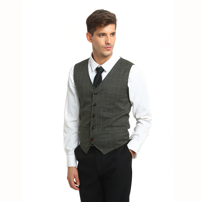 Мужская одежда Осень и зима стиль мужчины Англия плед Slim Fit Универсальный Повседневный жилет для делового костюма