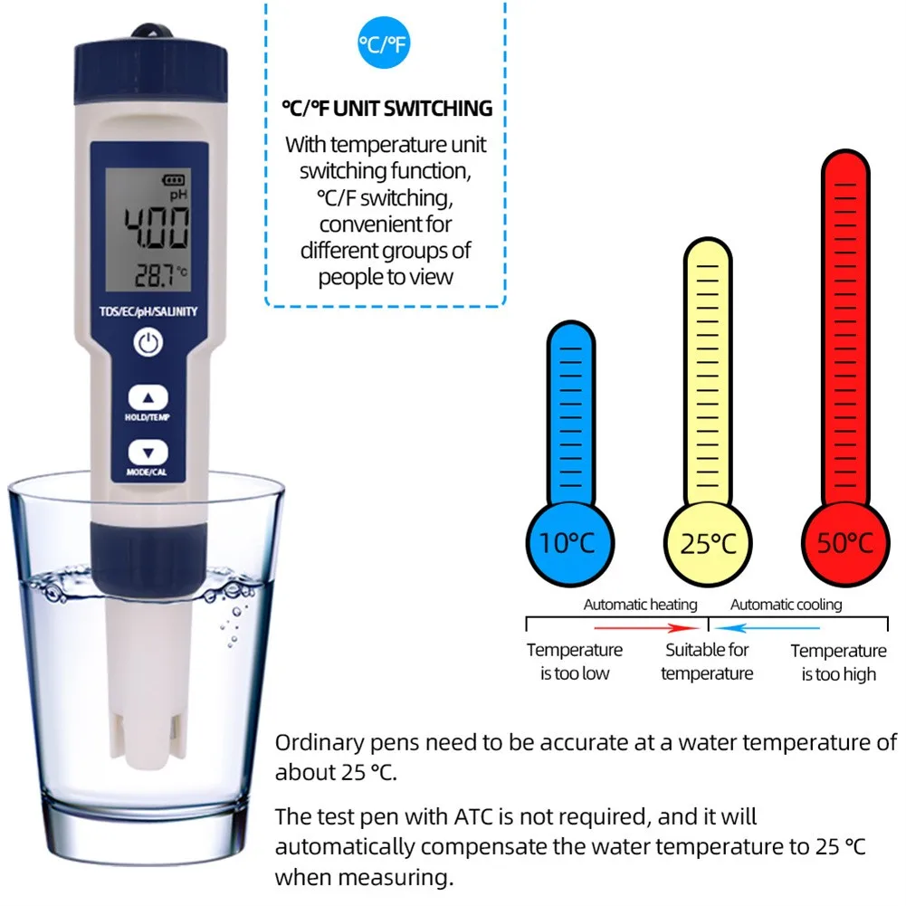Tanio Monitor jakości basenu zasolenie zasolenia wody i Tester temperatury