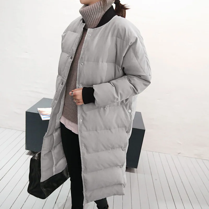 

2019 Winter New Style Fashion Simple Large Size Loose-Fit Cotton-padded Clothes Warm Cotton-padded Jacket Mid-length Cotton Coat