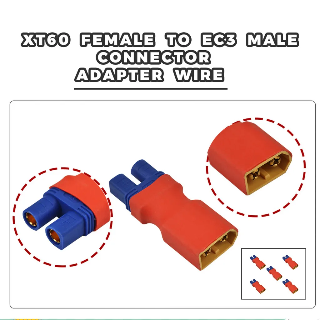 RC Accessory rc parts 5pcs XT60 Female To EC3 Male Connector Adapter Wire 14awg For Lipo Battery D301213 | Игрушки и хобби