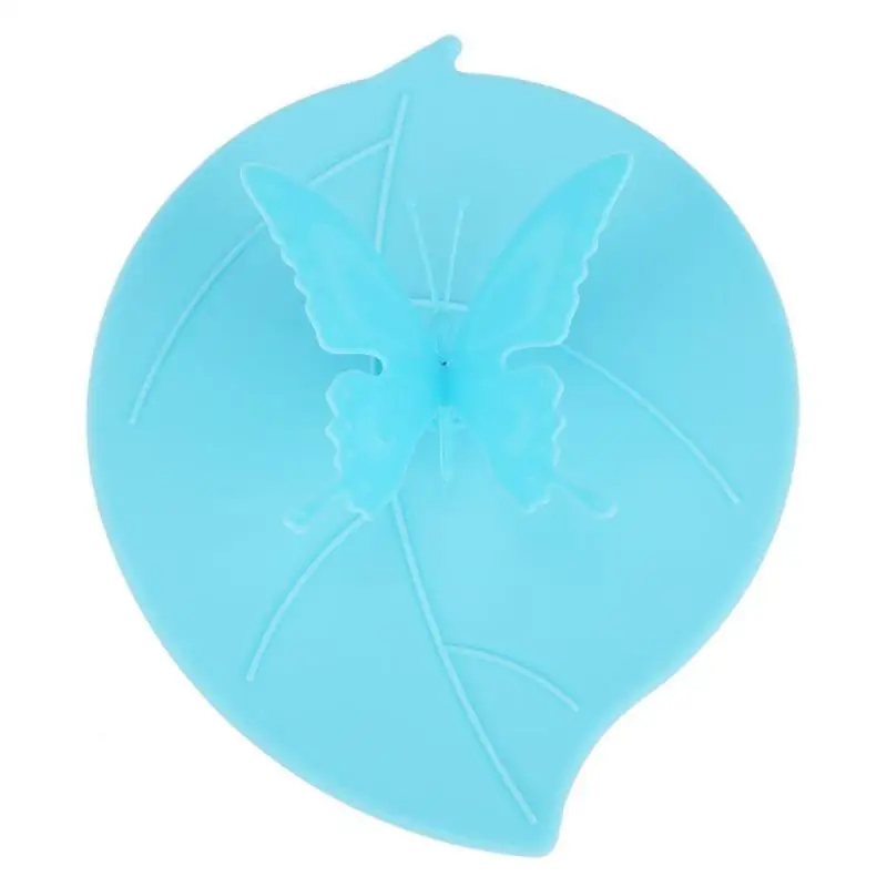 Light Blue Многоразовая силиконовая крышка в форме листа термостойкая герметичная крышка Крышка для чашек герметичный лист с бабочкой Летающий силикагель - Цвет: Light Blue