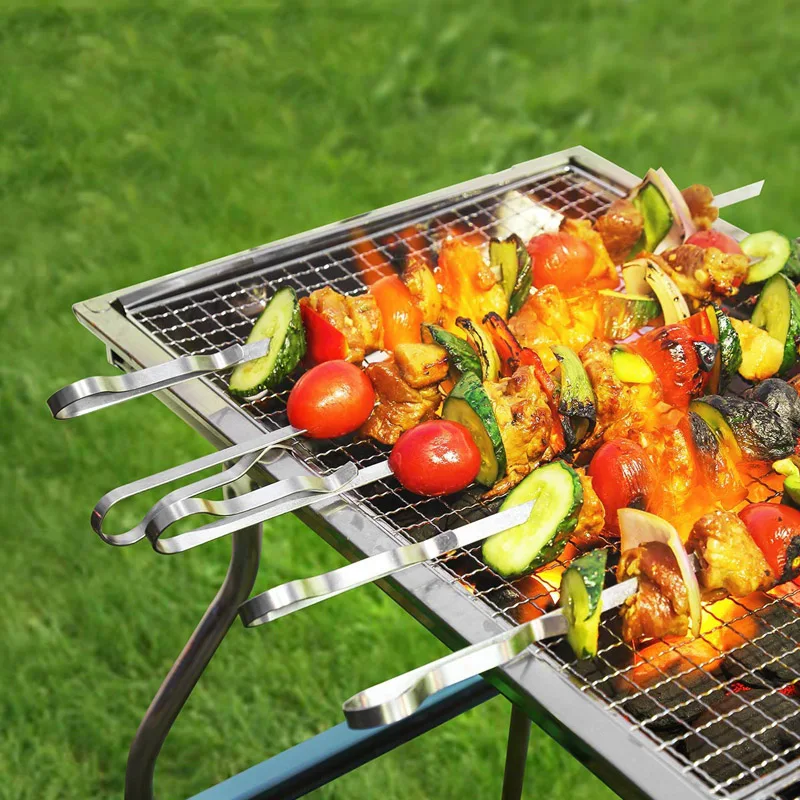 Set 4 Spiedini in Metallo per Barbecue Lunghezza 24 cm