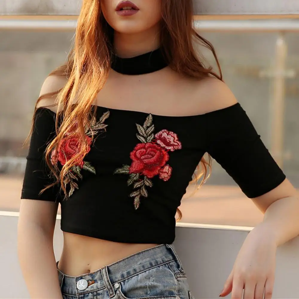 

Top Tees Women Sweet Flower Embroidery Mesh T Shirts Sexy Transparent See Through Short Sleeve T-Shirts Female Brand Tops blusas