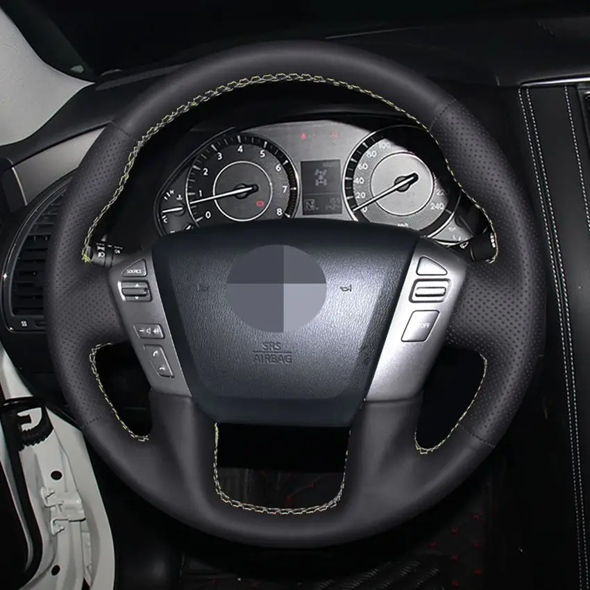Черный PU искусственная кожа ручная сшитая крышка рулевого колеса автомобиля для NV карго Nissan Patrol Armada NV Пассажирский(США) Титан