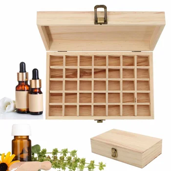 

35 Grid Aromatherapy Container Organizer Holder Essential Oil Case Organizer Wooden Storage Box Carry Case For Home Storage
