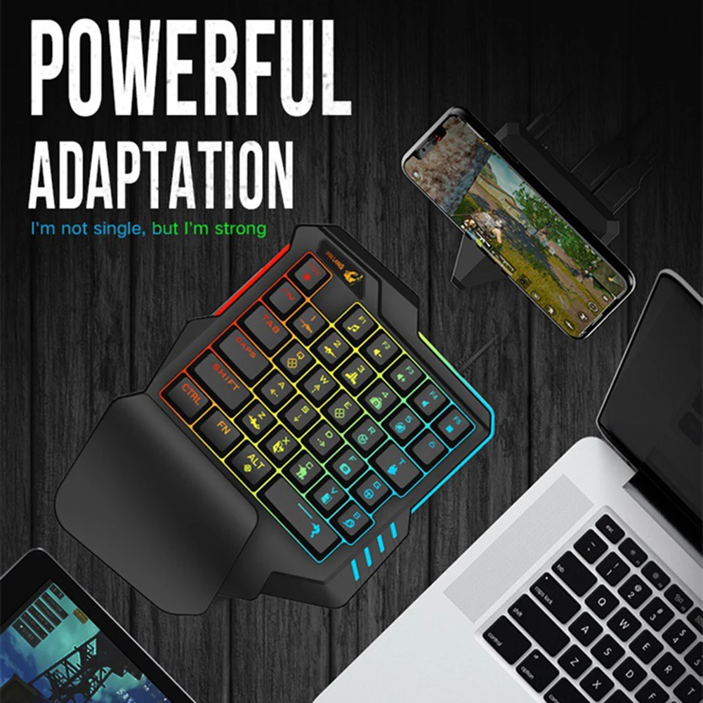 Одиночная игровая клавиатура с одной рукой 35 клавишами портативная мини RGB