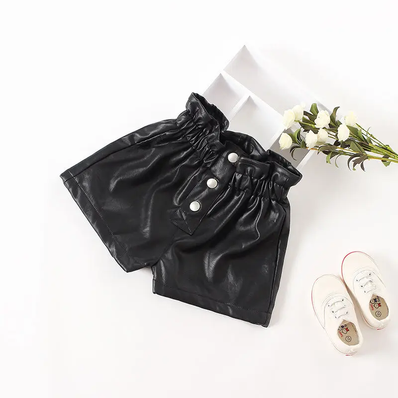 New autumn winter Kids faux leather Shorts pants For Girls baby Princess pant Children 6 8 10 12 years