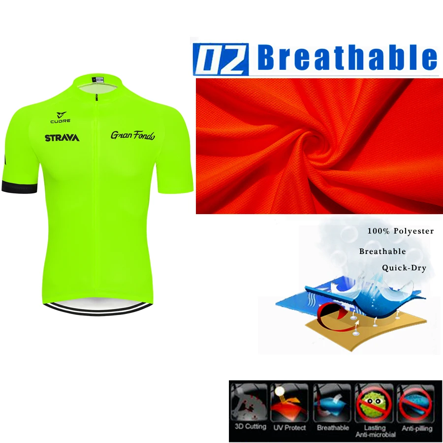 Флуоресцентный STRAVA Pro велосипедная команда с коротким рукавом Maillot Ciclismo мужская