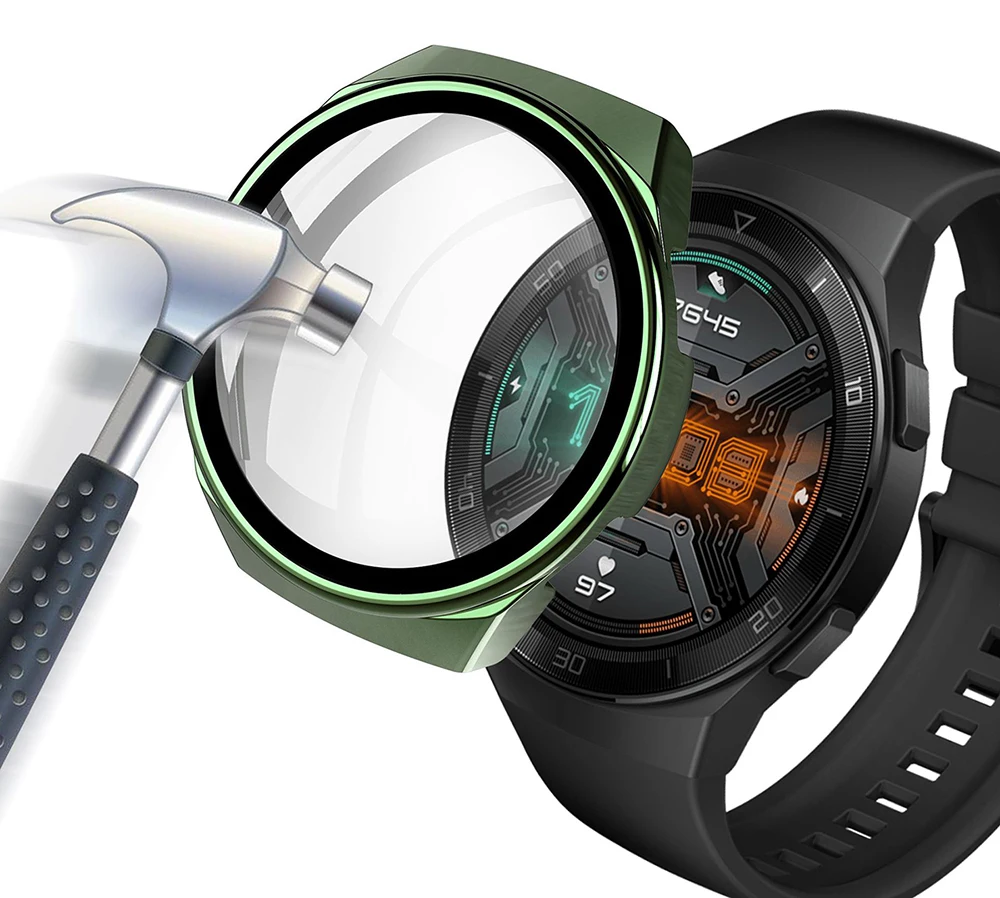 Case for Huawei Watch GT 2E GT2E GT2 GT 2 42mm 46mm Full Coverage Bumper Case Cover with Tempered Glass Screen Protector Case for Huawei Watch GT 2E GT2E GT2 GT 2 42mm 46mm Full Coverage Bumper Case Cover with Tempered Glass Screen Protector