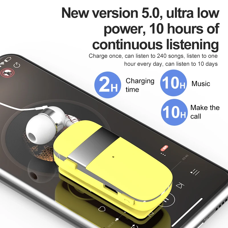 K53 Mini Wireless Fone de ouvido Bluetooth Headset Call Remind Vibration Clip Business Auriculares Earphone Handsfree Headphone 3