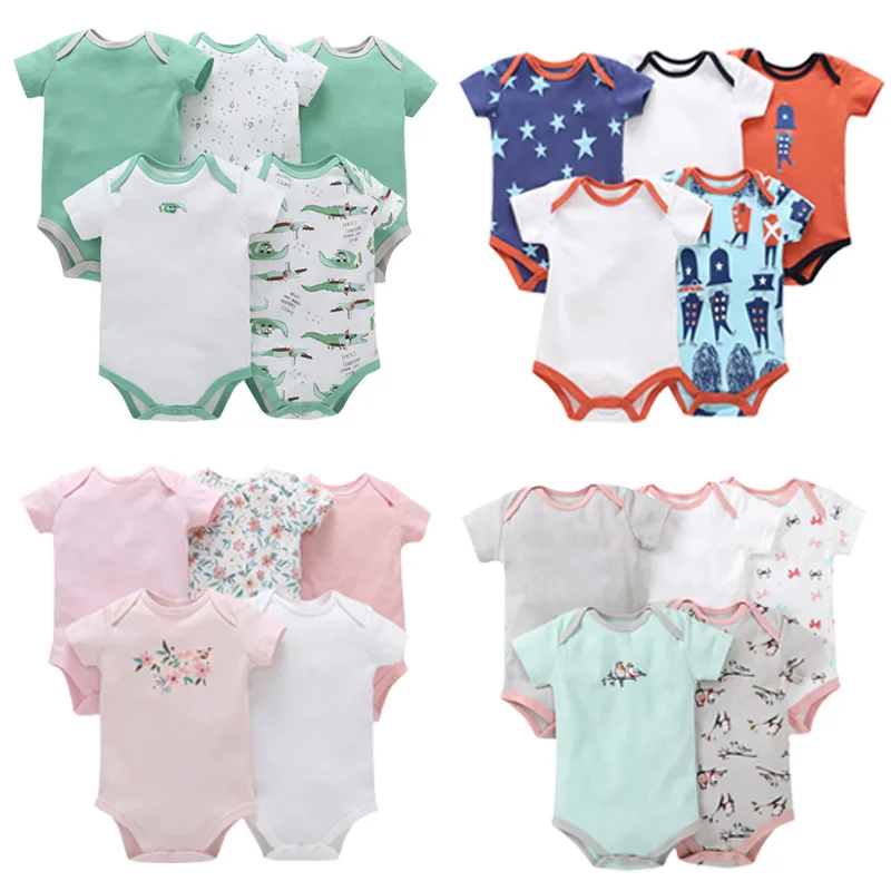 Teenster Floral Baby Bodysuit New Born Costume Summer Short Sleeve Baby