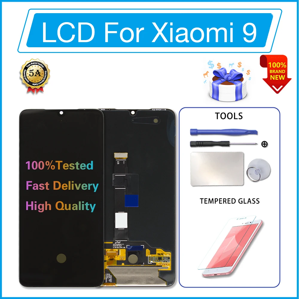

6.39'' Size Display Replacement for Xiaomi Mi 9 LCD Touch Digitizer Assembly Screen for Xiaomi Mi 9 Display with Tools + Gifts