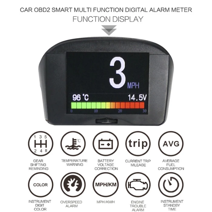 Горячая автомобиль OBD HUD система Предупреждение о превышении скорости лобового стекла напряжения сигнализации Измеритель Температуры X66