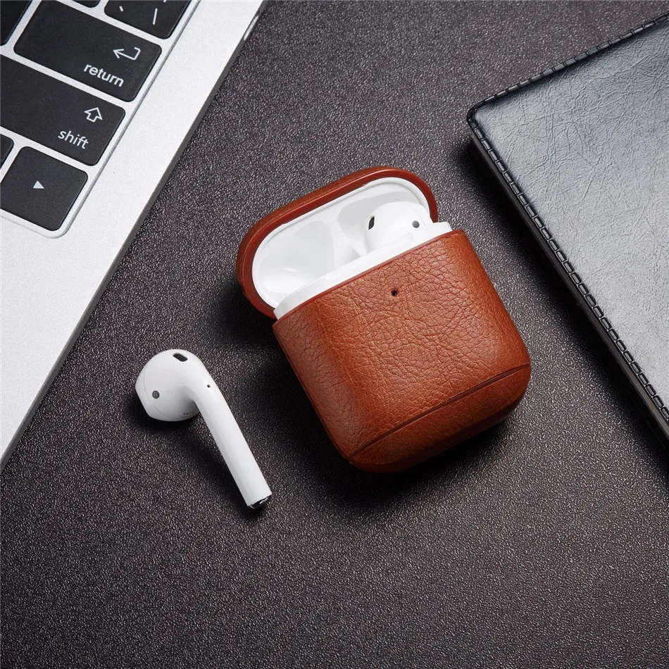 Кожаный чехол KJOEW для Apple AirPods с застежкой-крючком, чехол s для Airpods 1, 2, аксессуары для наушников Bluetooth, тонкий корпус