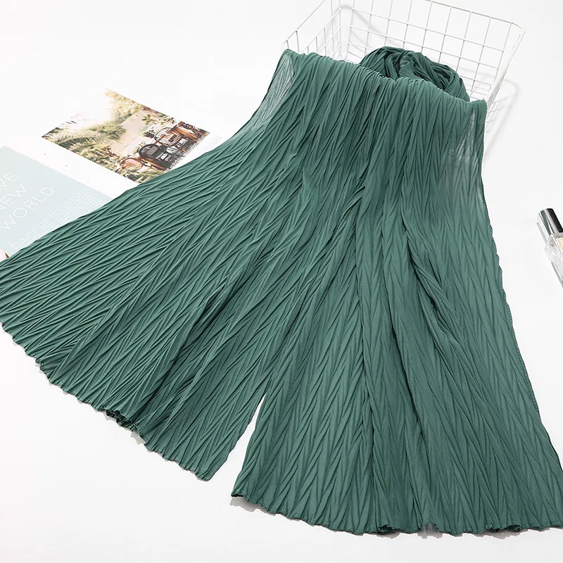 Style23 MoneRffi мода сплошной цвет черный красный жатый шифон хиджаб шарф для женщин узор мусульманская голова хиджаб Дамская шаль - Цвет: Style23