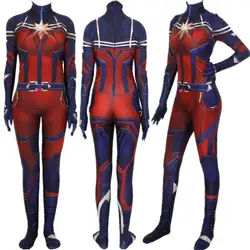 Женщины Девушки Фильм Мстители: эндигра Марвел Капитан Carol Danvers костюм зентай для косплея боди супергероя костюм комбинезоны