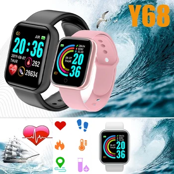 Y68 SmartWatch Digital Smart Sports Bracelet Ladies Watch LED Electronic Watchs Fitness  Tracking Men's Blood Oxygen Monitoring 1