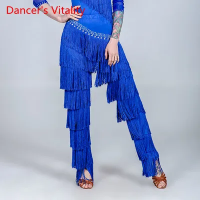 Only Pants as Photo Для женщин с кисточками; босоножки со стразами; Топ и штаны; брюки Одежда для латинского танца на шесте Самба Танго, ча-ча, Танцы этап конкуренции наряды - Цвет: Only Pants as Photo