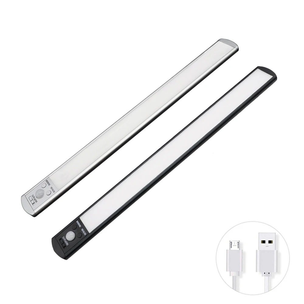 

3 цвета, регулируемая яркость, USB перезаряжаемая лампа для шкафа, ночник с датчиком движения, освещение для гардероба, кухонного шкафа