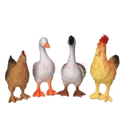 Figuras de simulación de animales de aves de corral para niños, juguetes de PVC, Mini animales, pollo, pato, vaca, aves de corral