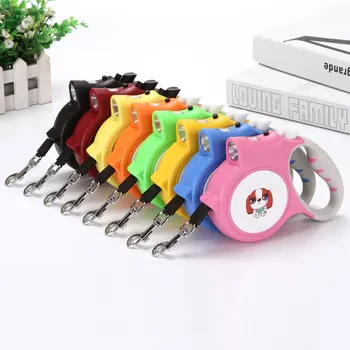 

5m Durable Dog Leash with Light Retractable Pet Leads Automatic Dog Lead Extending Walking Leads Traction Rope Belt Pet Leash
