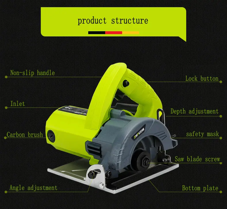 AC220V 2300W multi-function small household cutting machine for tile/stone/metal/wood cutting,multi-size optional,free saw blade