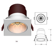 Светодиодный точечный светильник COB7W/12 W Классический круглый квадратный алюминиевый светодиодный потолочный светильник высокого качества несколько антибликовых ламп CRI> 90 регулируемый