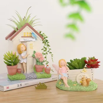 

Creative Flower Pot Decoration Flower Fairy Pastoral Scene Succulent Planter Desktop Planters for Succulents