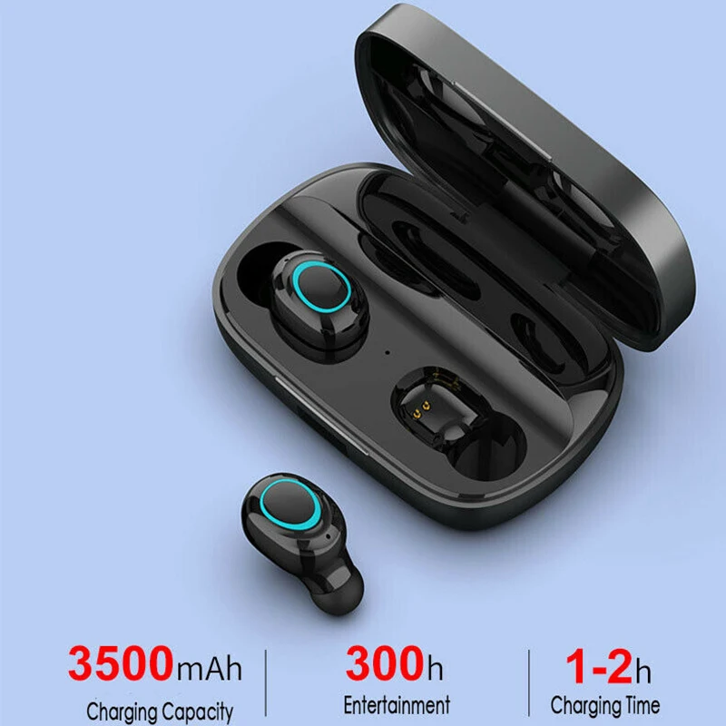 Wireless Headphones Bluetooth Headset Sport Earbuds Touch Control Stereo Tws with 3500Mah Charging Case for Samsung for Iphone