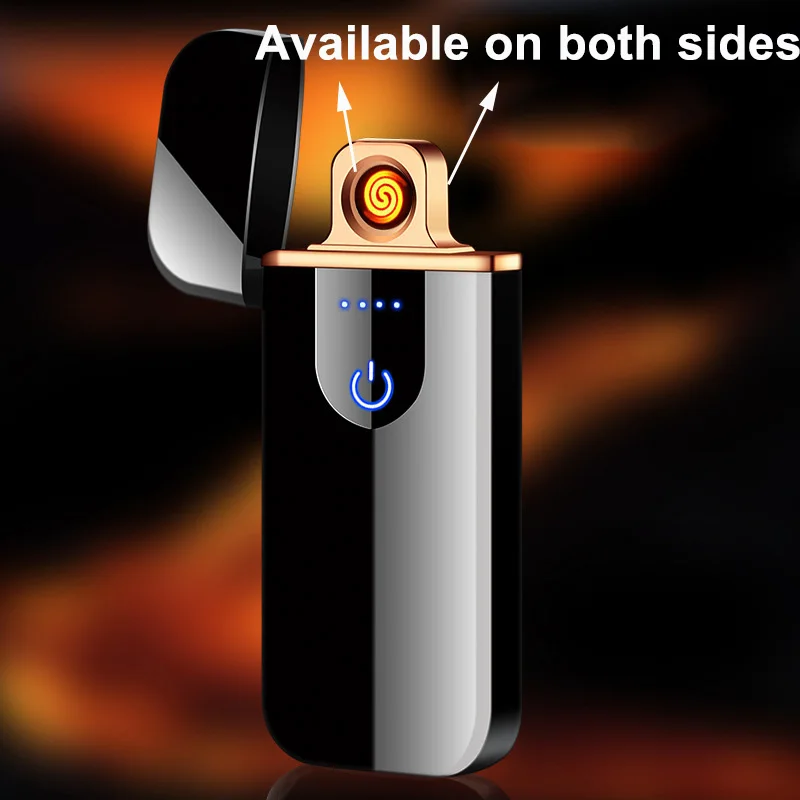 USB Зажигалка отпечатков пальцев сенсорные умные зажигалки Электрический заряжаемый без огня сигарета воспламенитель мини ветрозащитный 50 шт./партия