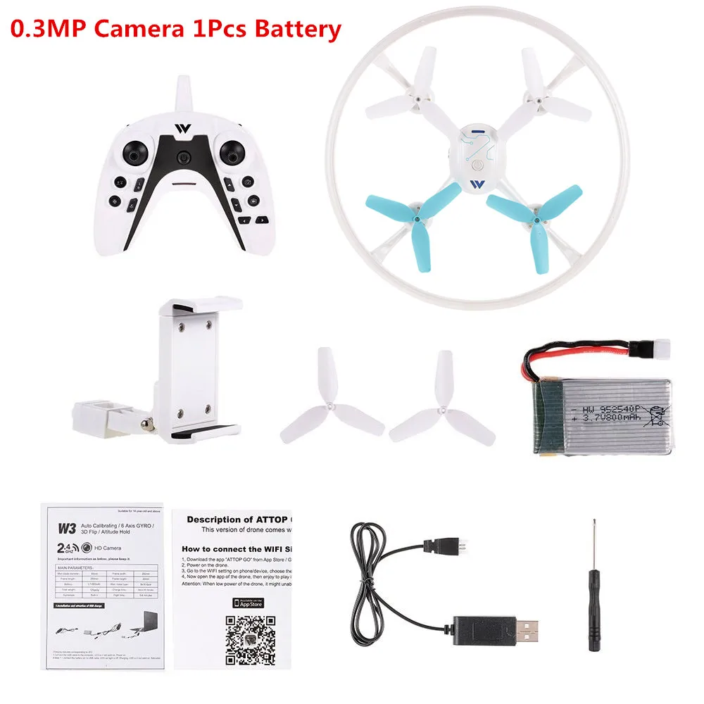 0.3MP camera 1batter Беспилотный Дрон с управлением W3 Rmote, камера 480 P, светильник с одной кнопкой на взлете, шестиосевой гироскоп с фиксированной высотой, Безголовый режим 2,4 ГГц, Радиоуправляемый Дрон - Цвет: 0.3MP camera 1batter