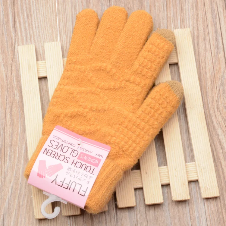 Кашемировые шерстяные сенсорные перчатки для женщин, женские тянущиеся вязаные перчатки, варежки, зимние теплые перчатки