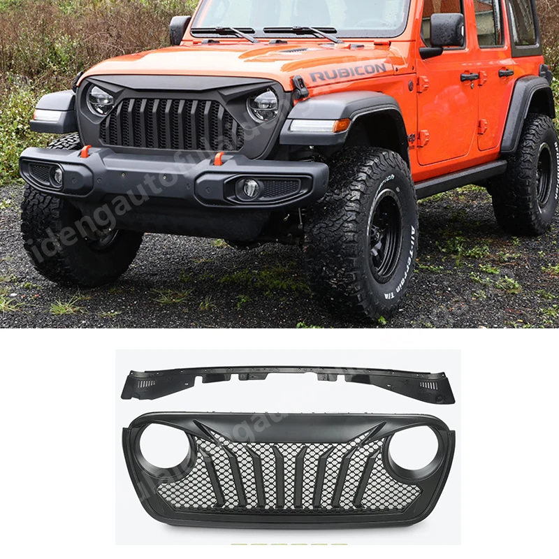 Для Jeep Wrangler JL ABS Передняя Матовая Черная решетка для гриля сердитая сменная решетка радиатора аксессуары для стайлинга автомобиля