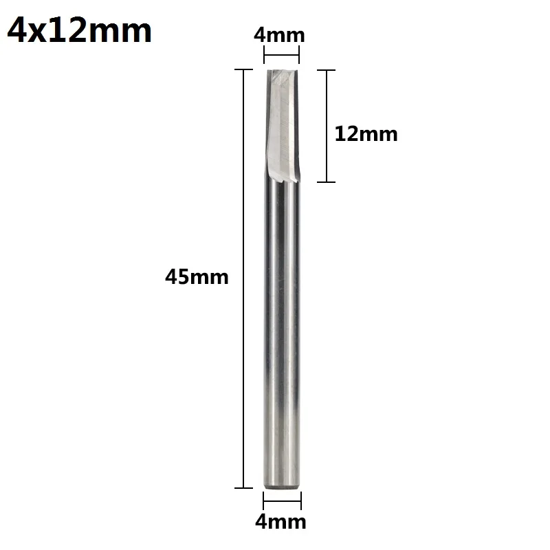 4x12mm 10 шт. 4/6 мм хвостовик 2 флейты прямая Концевая фреза типа ЧПУ фреза для древесины MDF Пластик гравировки карбида прямой фреза - Длина режущей кромки: 4x12mm