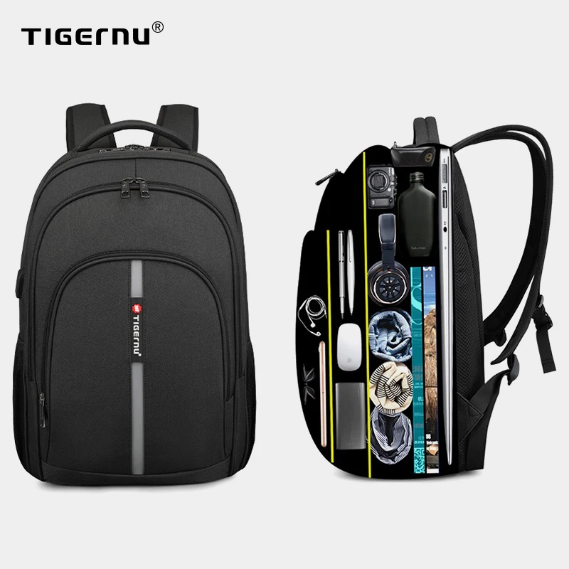 Male Bag Backpack-Bags Laptop Travel Anti-Theft Large-Capacity Waterproof Tigernu Teenager