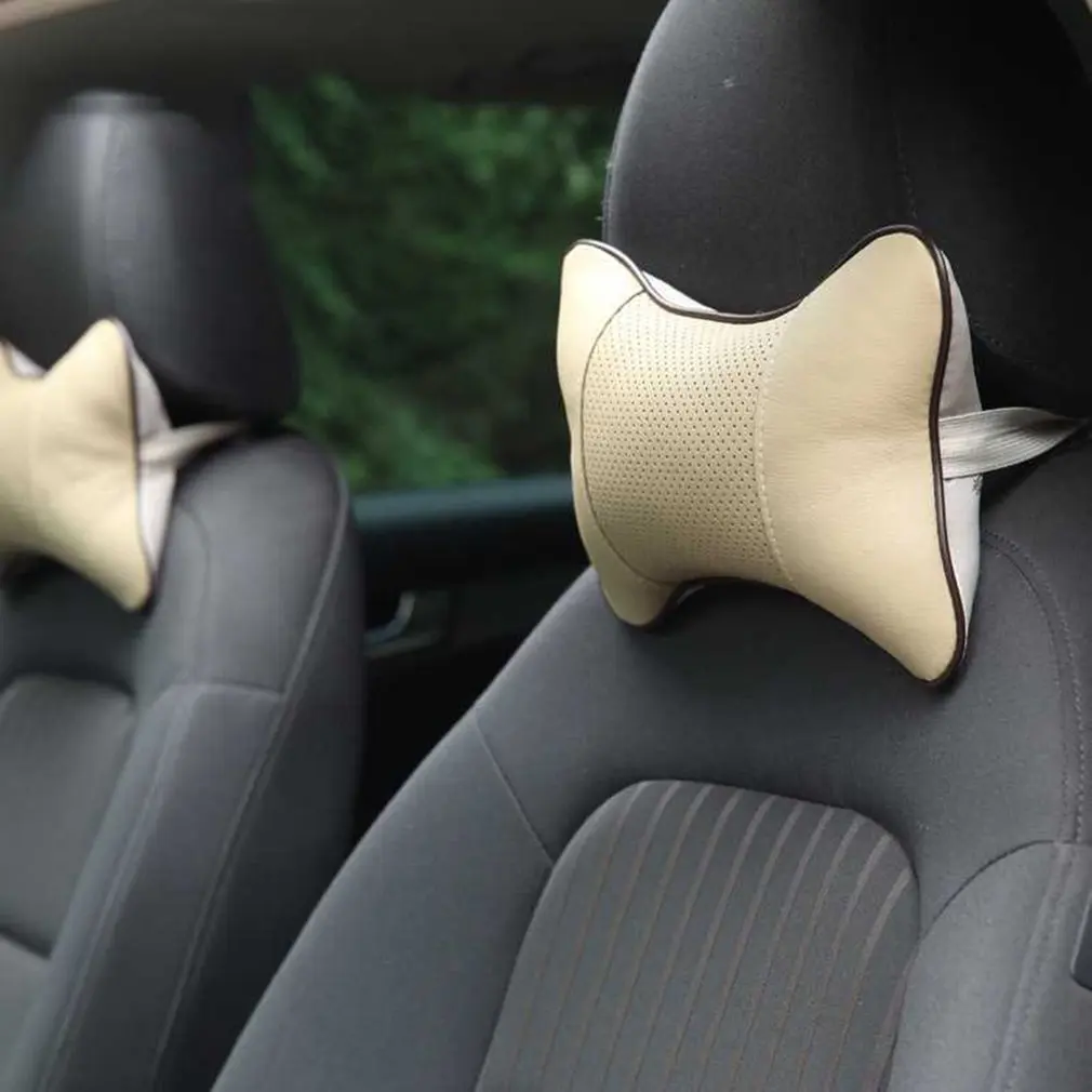 Adjustable Headrest Pillow Cushion Pad Car Seat Neck Pillow Car Headrest Pillow Pu Leather Head Neck Rest Pillow