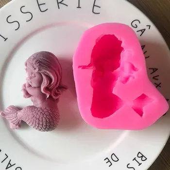 

Mermaid Silicone Mold Handmade xue gao mo Decoration DIY Mold Chocolate Mold Polymer Clay Mould