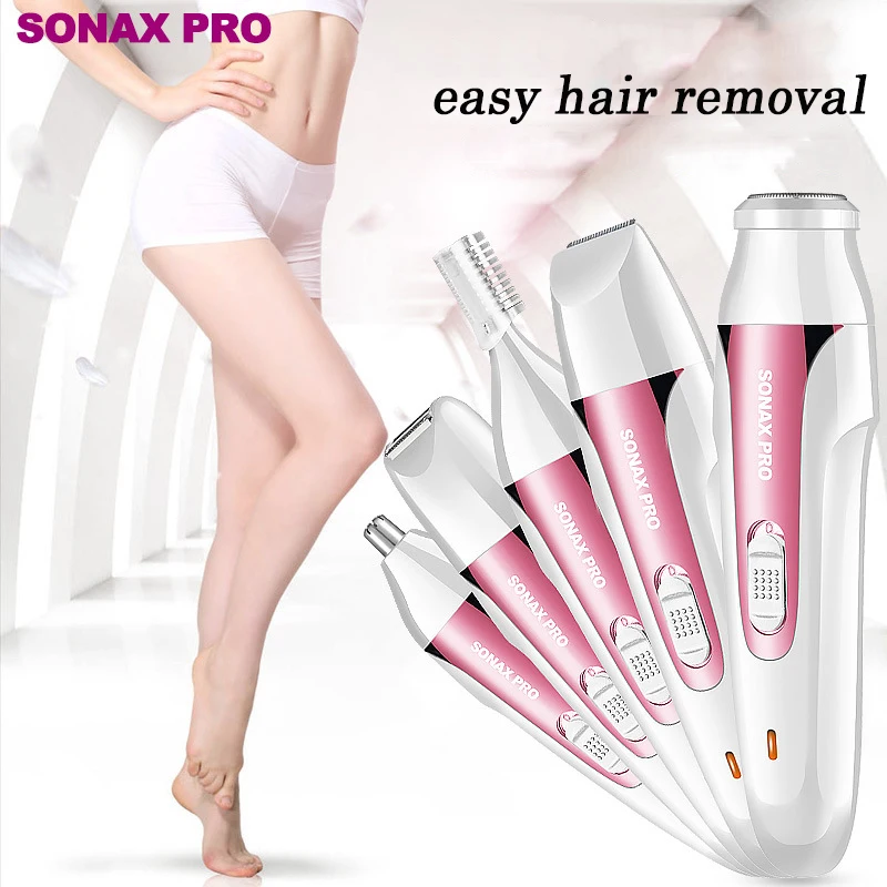 

Female Epilator 5 in 1 Electric Women Shaver Body Hair Removal Depilatory Machine Eyebrow Trimmer Nose Epilator Face Depilation