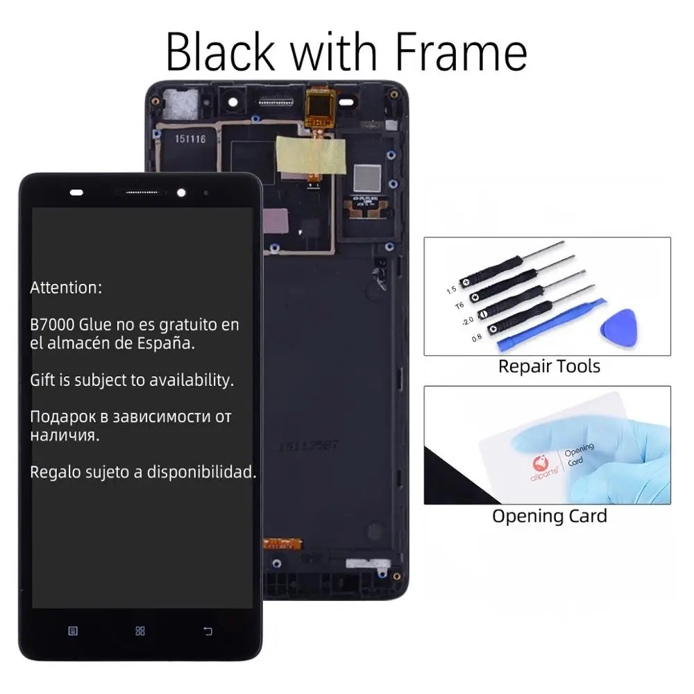 with Frame Black Дисплей для LENOVO A7000 LCD в сборе с тачскрином на рамке черный - Цвет: with Frame Black