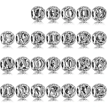 

Pdb zz 925 sterling silver charm bracelet 925 silver bracelet 26 original letters charm beads suitable for ladies jewelry gifts