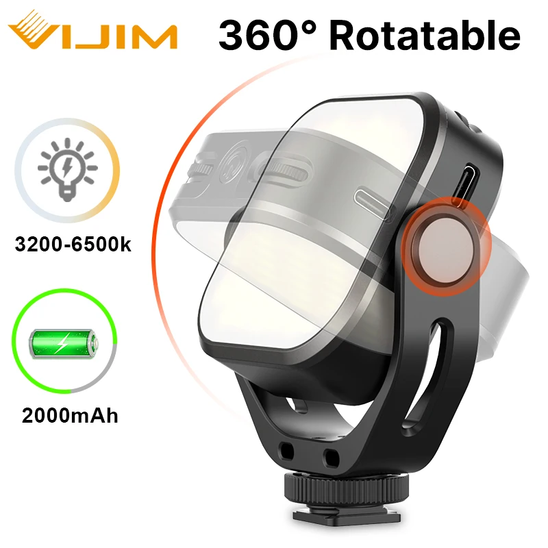 

VIJIM VL66 LED Video Light On Camera U-Stand and Softbox 360Â° Rotable Mini Rechargeable CRI95+ 3200K-6500K LED Camera Fill Light