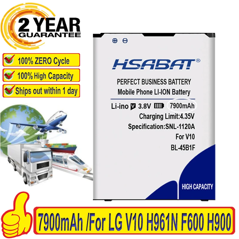 HSABAT BL-45B1F 7900mAh Battery For LG V10 H961N F600 H900 H901 VS990 H968 BL45B1F Batteries |